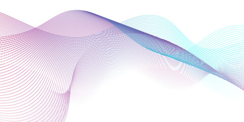 Abstract blue and pink wave geometric Technology, data science frequency gradient lines on transparent background. Isolated on white background. blue and white wavy stripes background.