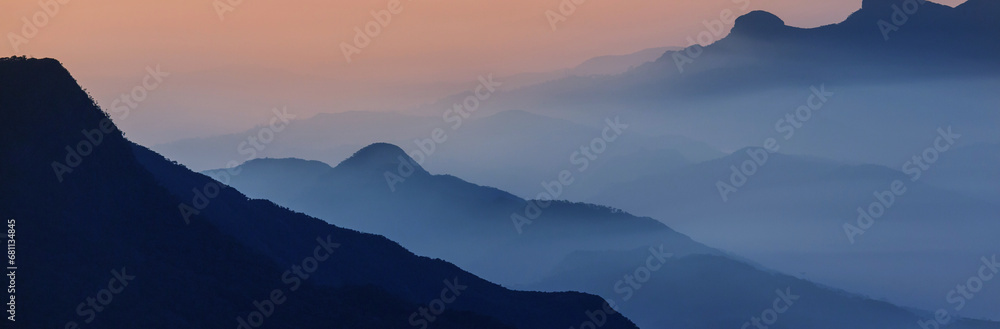 Sticker mountains silhouette banner