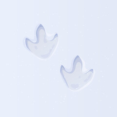 Dinosaur tracks on snow. Dragon tracks symbol of the new year.