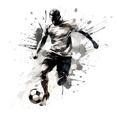 Abstract illustration of Football. A football player with a ball. The concept of sports. Sports Banner, postcard.