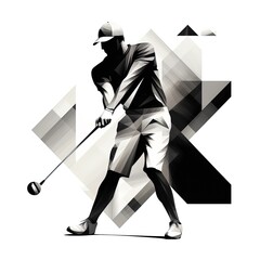 Abstract illustration of Golf. The golfer strikes. The concept of sports. Sports Banner, Postcard.