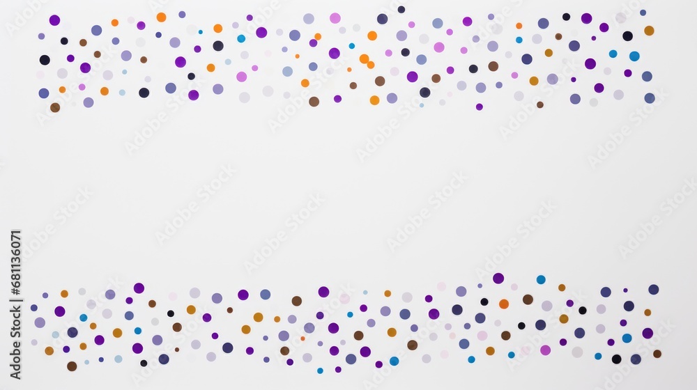 Poster a white background with multicolored confetti sprinkles on the bottom half of the image.