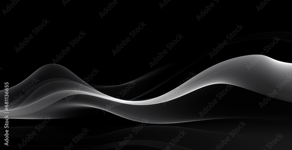 Poster a black and white background with a wave of smoke on the left side of the image and a black backgrou