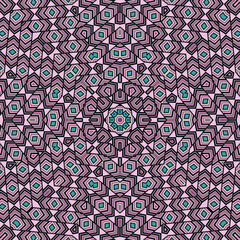 Delicate mosaic seamless pattern vector composition. Funky rug motif. Stylized