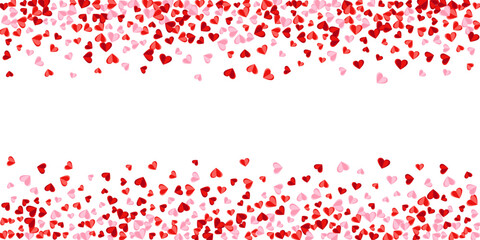 Papercut sweet heart symbols confetti vector background. Valentine's Day decor. Banner backdrop. - obrazy, fototapety, plakaty