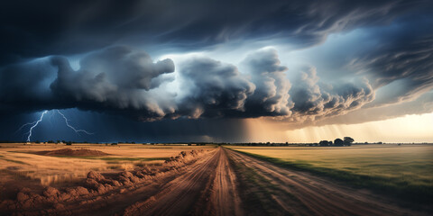 Stormy weather cloudscape time lapse over farm fields - obrazy, fototapety, plakaty