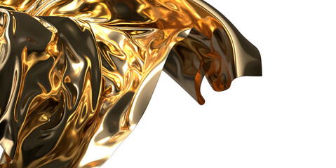 Captivating Gleam: Abstract 3D Gold Cloth Illustration for Eye-catching Designs