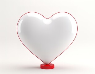 white heart with a red outline on a white background. The heart stands on a red base. This look is perfect for Valentine's Day or any other romantic occasion.