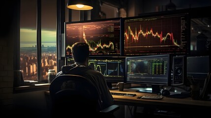 Obraz premium Trader is watching Stocks and Crypto Chart