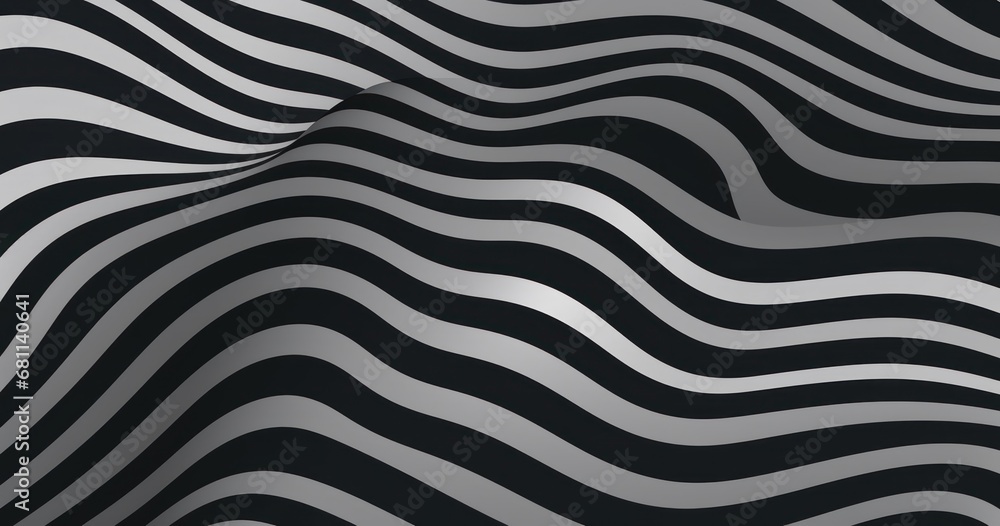 Poster an abstract black and white background with wavy lines in the shape of a wave or zigzag pattern.