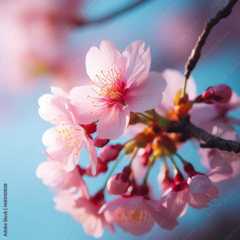 Poster sakura in springtime. ai generative