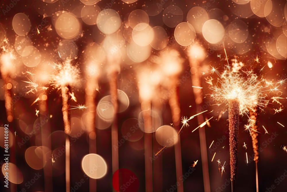 Poster a image of sparklers with a bokeh background Generative Ai