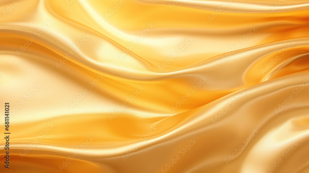 Poster a close up view of a yellow silk fabric with a very wavy pattern on the bottom of the image and the 