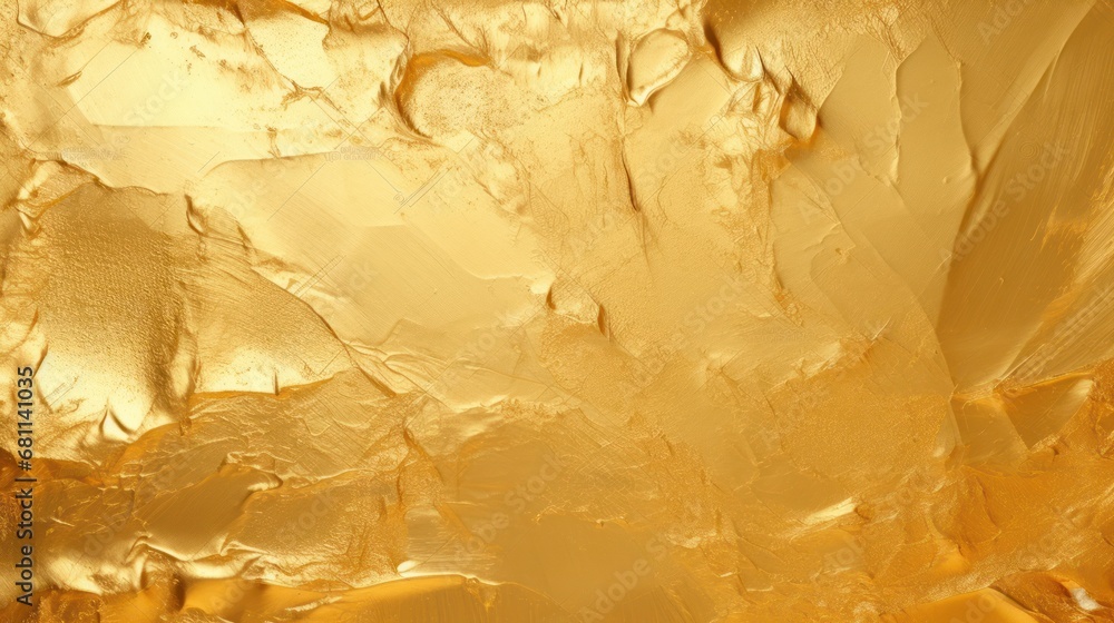 Poster a close up of a gold colored surface with a white and black object in the middle of the image and a 