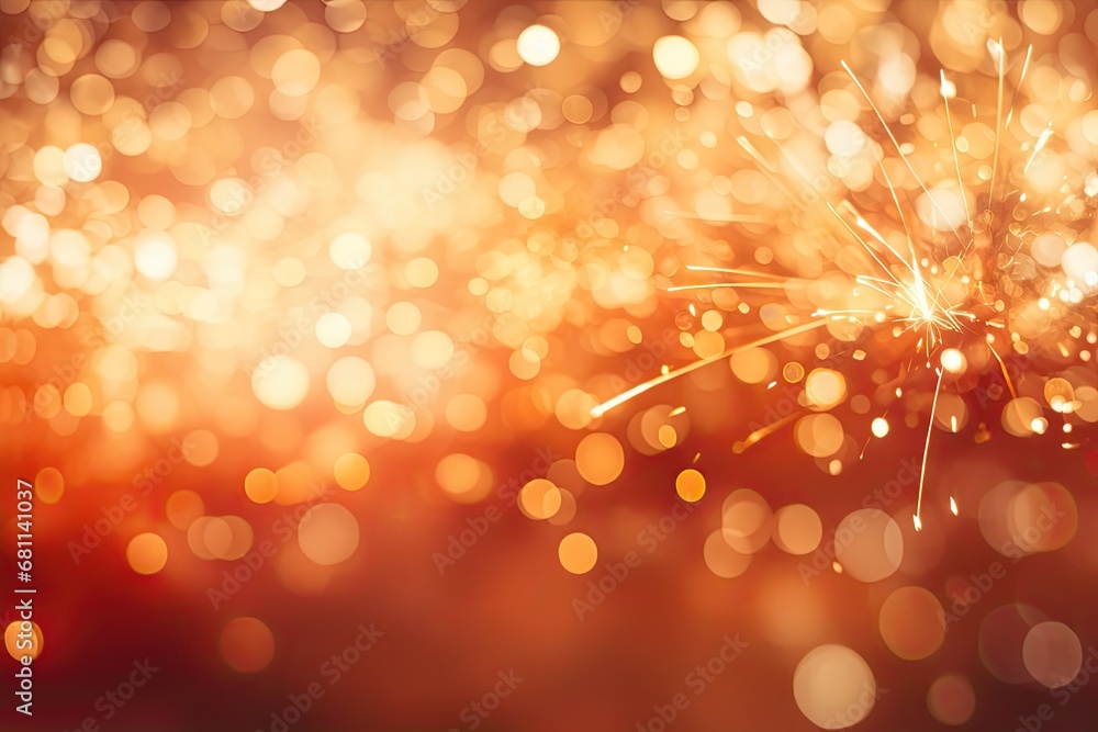 Poster fireworks illuminate red background generative ai
