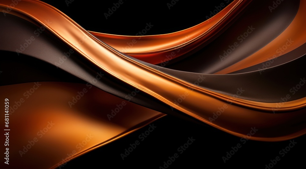 Poster a close up of a black background with a gold and brown design on the bottom of the image and a black