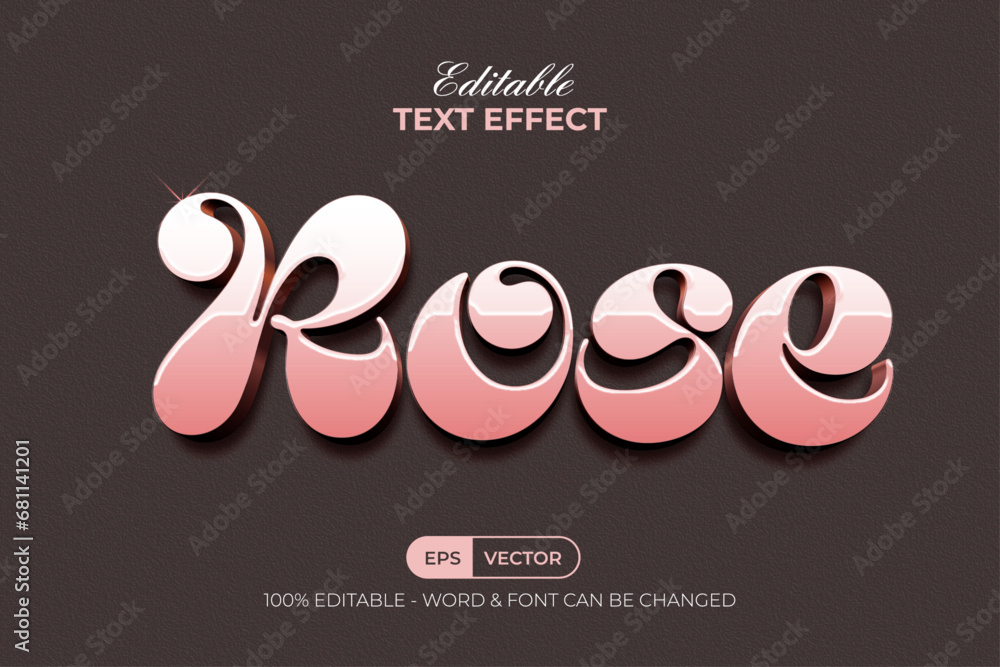 Poster rose text effect shiny style. editable text effect.