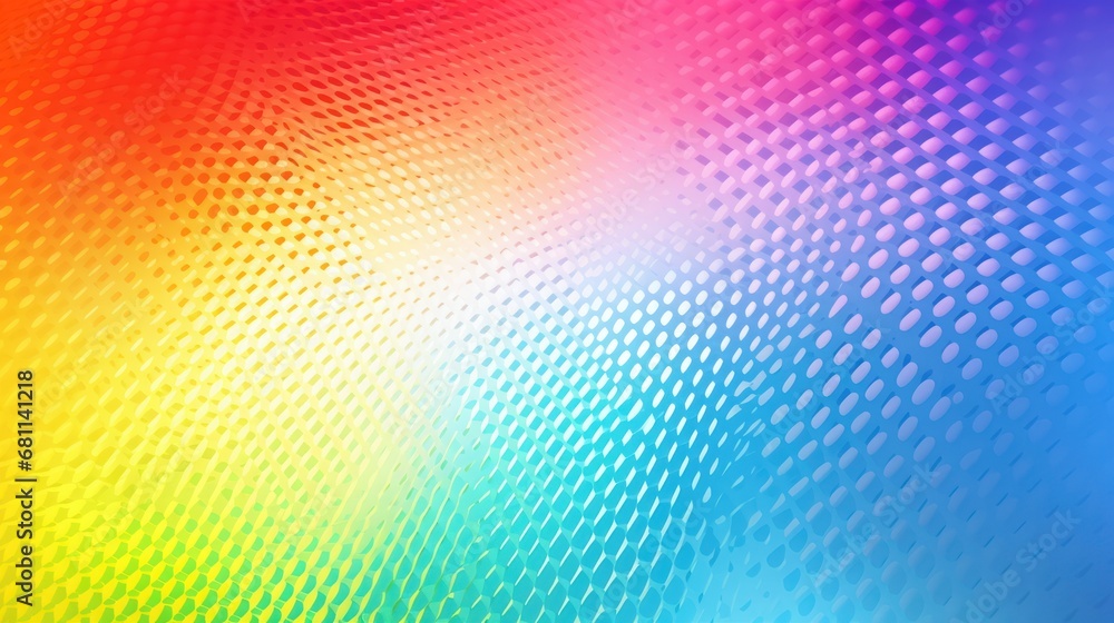 Poster a close up of a rainbow colored wallpaper with a circular pattern on the top of the wall and bottom 