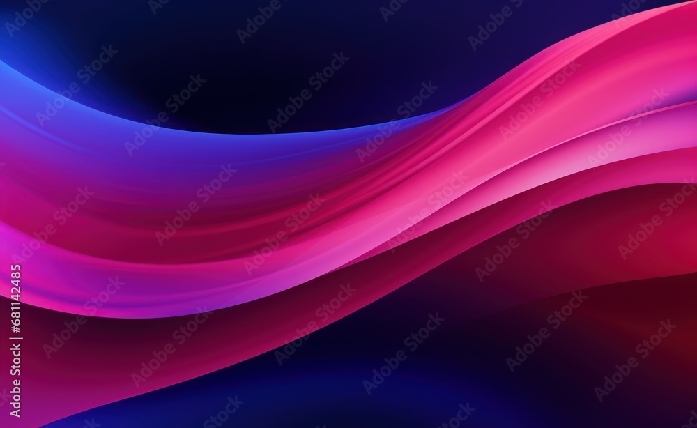 Poster a close up of a pink and blue wave on a black background with a red circle in the middle of the wave