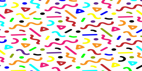 Fototapeta na wymiar Colorful confetti repeat pattern. for a birthday party or an event celebration invitation or decor. Surface pattern design.