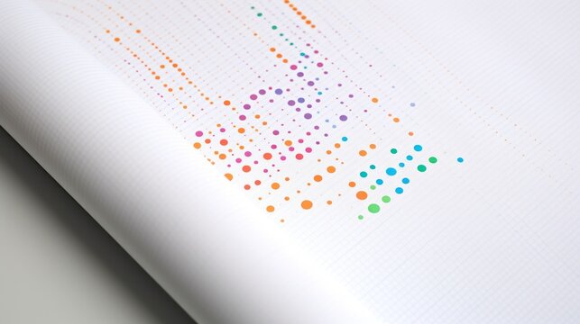 a close up of a sheet of paper with a colorful dot pattern on the side of the sheet of paper.