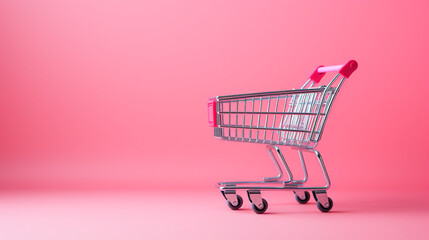 shopping cart icon on pink room