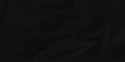 Dark black craft wrinkly paper crumpled texture. black fabric textured crumpled grunge paper background. panorama black paper texture background, crumpled pattern texture background.