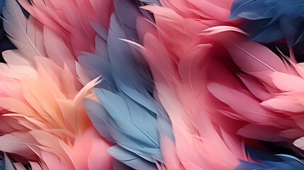 Fototapeta premium Seamless Texture Vibrant Multi-Colored Feather Pattern: Tileable Texture Backdrop with Feather Decoration and Smooth Curves