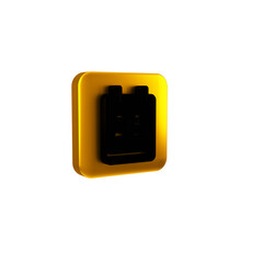 Black Christmas day calendar icon isolated on transparent background. Event reminder symbol. Merry Christmas and Happy New Year. Yellow square button.