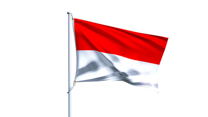 3D render of Indonesia flag isolated on white background, waving flag of Indonesia