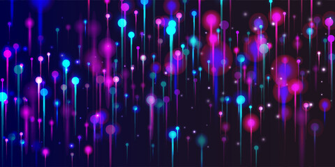 Blue Purple Pink Modern Wallpaper. Network Scientific Banner. Vivid Light Pins Particles. Big Data Artificial Intelligence Ethernet Futuristic Background. Fiber Optics Social Science Light Pins. - 681145695