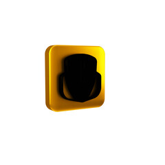 Black Computer mouse gaming icon isolated on transparent background. Optical with wheel symbol. Yellow square button.