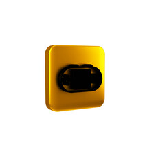 Black Portable video game console icon isolated on transparent background. Handheld console gaming. Yellow square button.