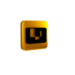 Black Portable video game console icon isolated on transparent background. Handheld console gaming. Yellow square button.