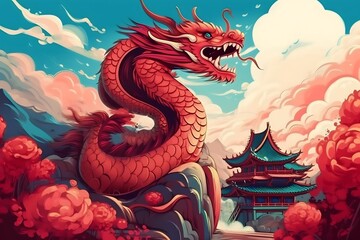 Fototapeta na wymiar red Chinese New Year background illustration decoration