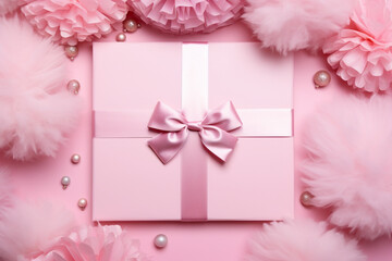 pink rose and gift box