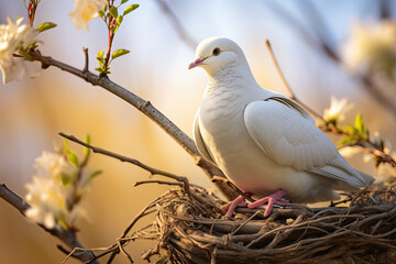 Fototapeta premium Portrait of white dove.
