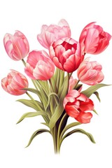Fototapeta premium A bouquet of pink tulips on a white background
