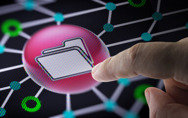 File icon in the screen. 3D Illustration.