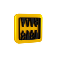 Black Backgammon board icon isolated on transparent background. Yellow square button.