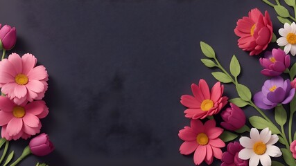 Flowers on dark color backdrop for a banner.