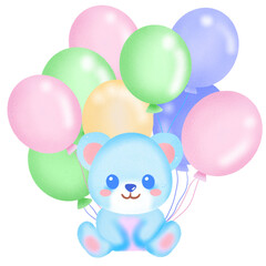 Cute bear with balloons