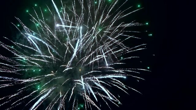 Best beautiful color fireworks in night sky. Loop, outdoor, sparks, show, event, party, festive, holiday, effect, bright, light, flash, shiny, fun, dark, glow, motion, view, display, hd. ProRes 422 HQ