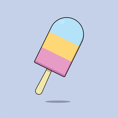 Tri-Color Ice Cream Vector Icon illustration Sweet Ice cream