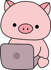 Piglet working illustration