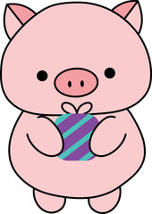 Piglet hold gift illustration