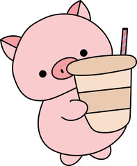 Piglet drink illustration