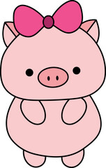 Piglet with ribbon illustration