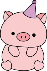 Obraz na płótnie Canvas Birthday piglet illustration