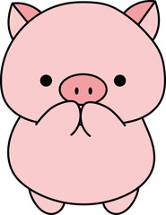 Piglet shy illustration